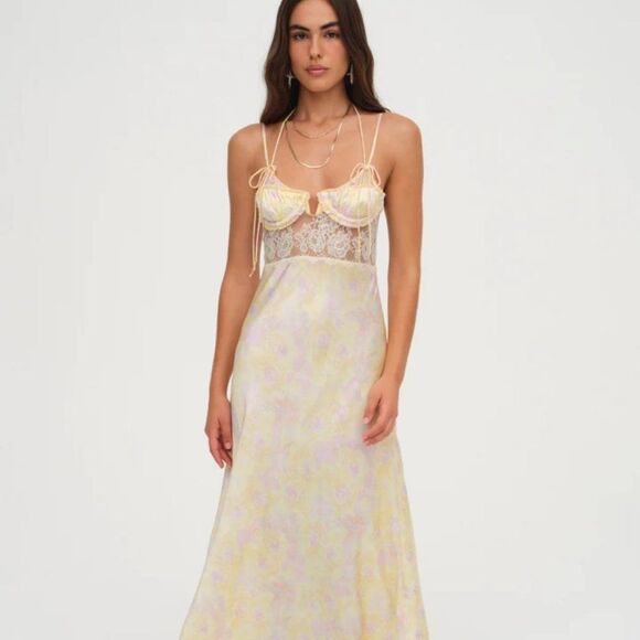 FOR LOVE & LEMONS Amora Floral Maxi Dress NWT